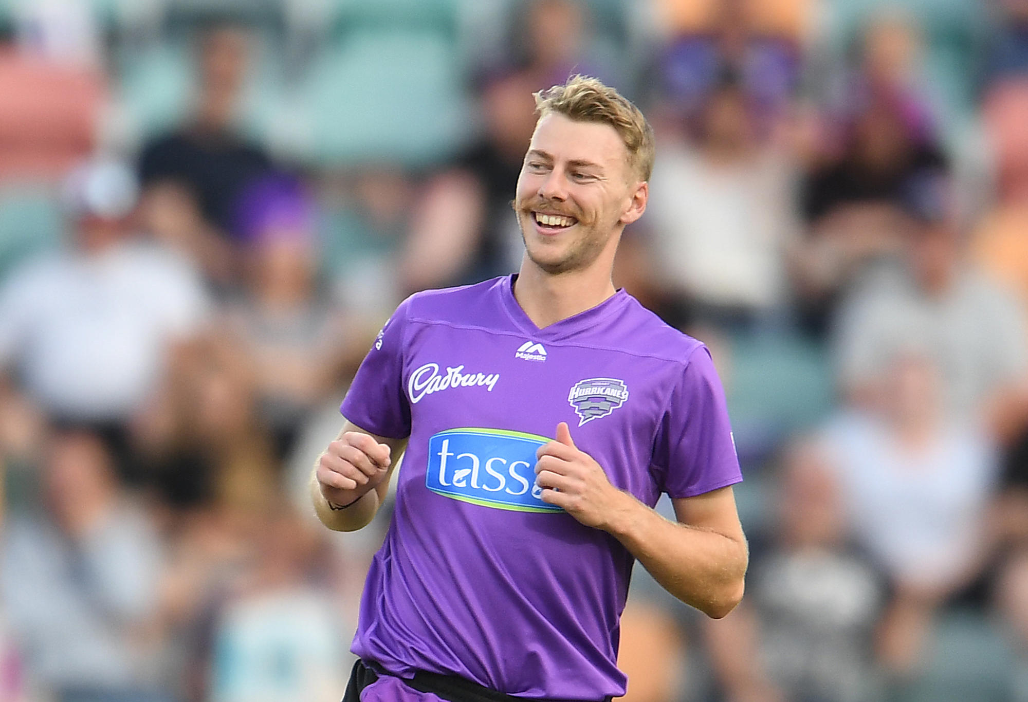 Riley Meredith of the Hurricanes in action during the Big Bash League