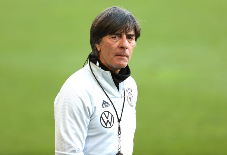Joachim Löw, head coach of Germany looks on during a training session