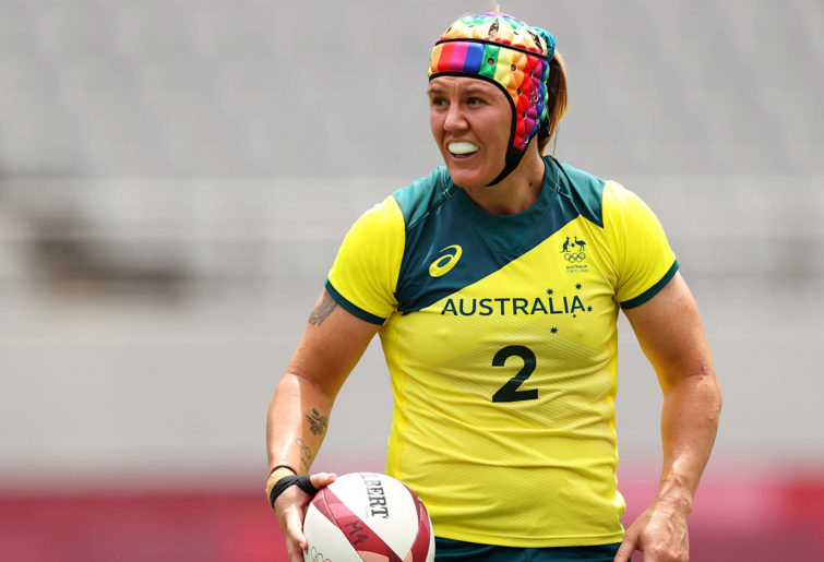 Sharni Williams of Australia rugby sevens holds the ball