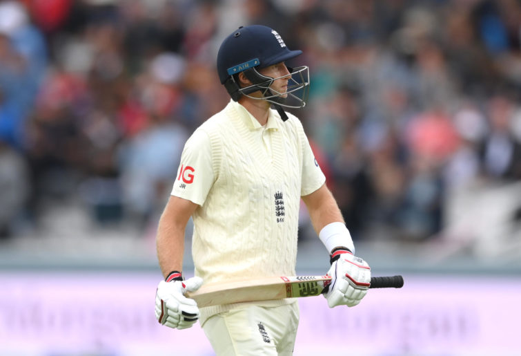 England batsman Joe Root reacts after being dismissed