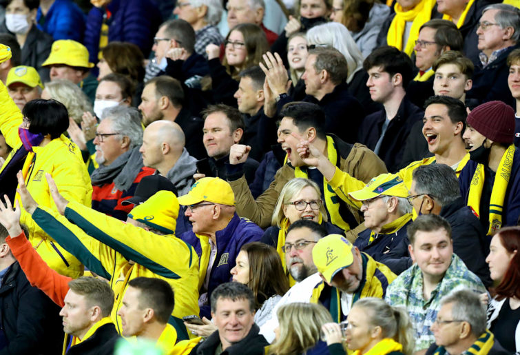 Fans show support during the International Test Match between the Australian Wallabies and Franc