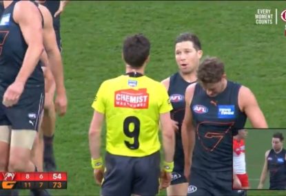 Is Toby Greene in massive trouble for this 3QT umpire incident?
