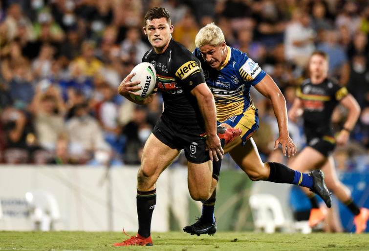 Nathan Cleary is chased.