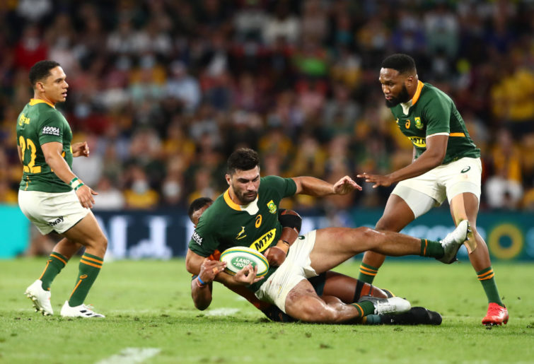 Damian de Allende of South Africa charges forward