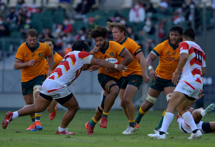 Rob Valetini of the Wallabies charges forward