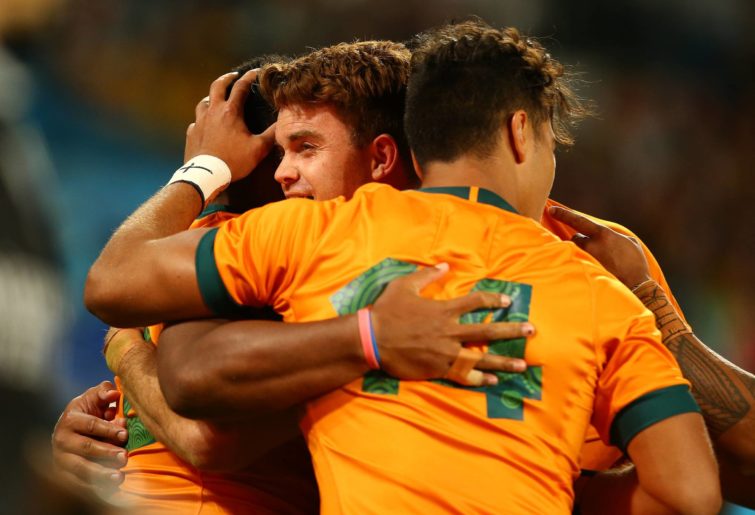 Wallabies celebrate. (Photo by Getty Images)