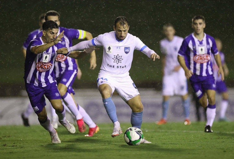 Adam Le Fondre controls the ball during the FFA Cup round of 32 match
