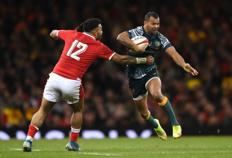 Australia full back Kurtley Beale makes a break to set up the second Wallabies try during the Autumn Nations Series match between Wales and Australia at Principality Stadium on November 20, 2021 in Cardiff, Wales. (Photo by Stu Forster/Getty Images)