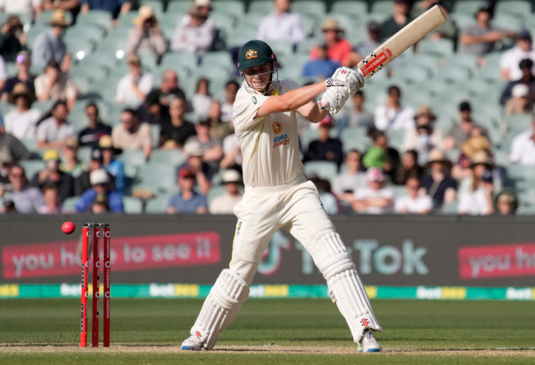 Cameron Green bats during day four of the second Test.