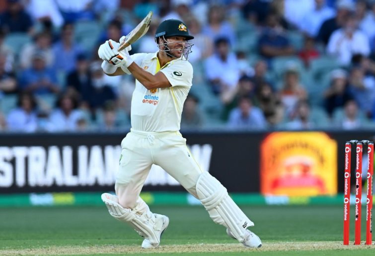 David Warner of Australia bats during day one of the Second Test match in the Ashes series between Australia and England at the Adelaide Oval on December 16, 2021 in Adelaide, Australia. (Photo by Quinn Rooney/Getty Images)