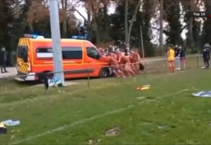 French rugby team take the opportunity to rescue fire truck AND practice rolling maul