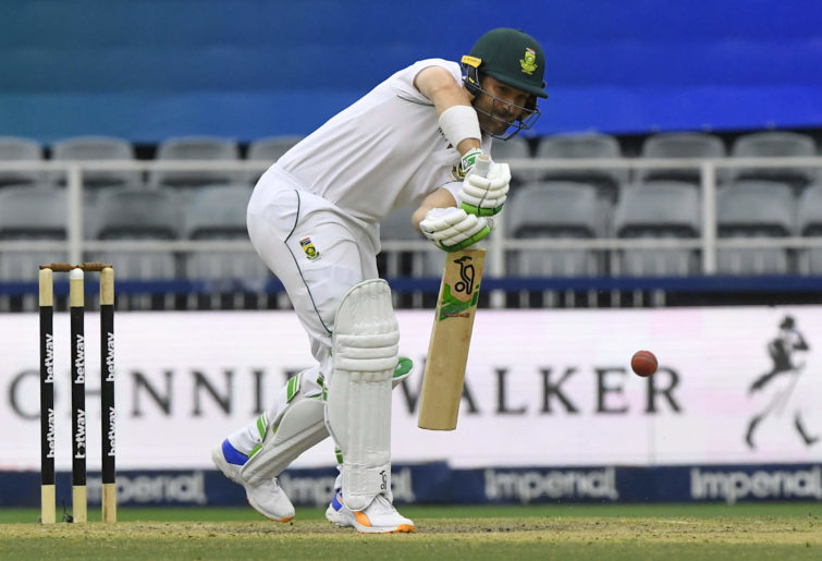 Dean Elgar bats for South Africa during the second Test against India