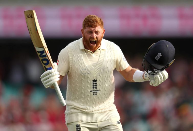 Jonathan Bairstow of England celebrates scoring a century during day three of the Fourth Test Match in the Ashes series between Australia and England at Sydney Cricket Ground on January 07, 2022 in Sydney, Australia. (Photo by Mark Kolbe/Getty Images)