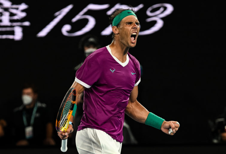 Rafael Nadal celebrates.