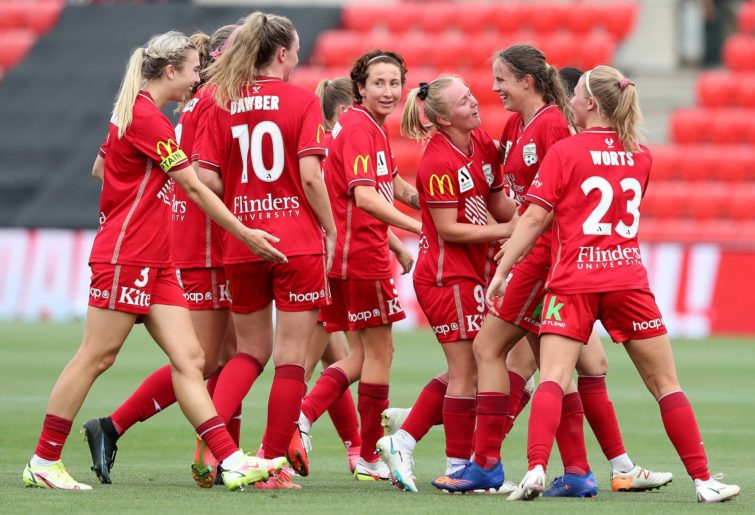 Adelaide United women celebrate