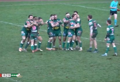 WATCH: James Maloney nails golden point field goal for the win in first match for French local team