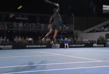 Gael Monfils' attempt at classic trick shot backfires spectacularly