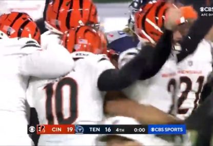 WATCH: Cincinnati rejoices as clutch kick sees Bengals stun top seed