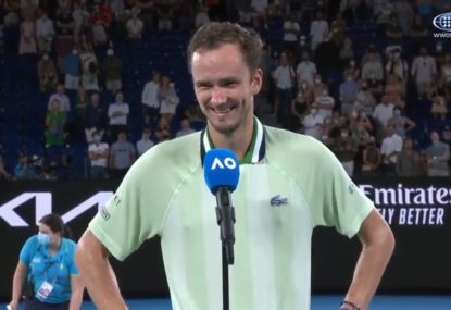Daniil Medvedev brings up Djokovic during post-match interview, gets predictable reaction