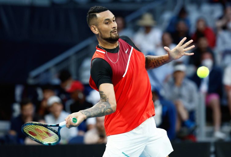 Nick Kyrgios in the first round of the Australian Open