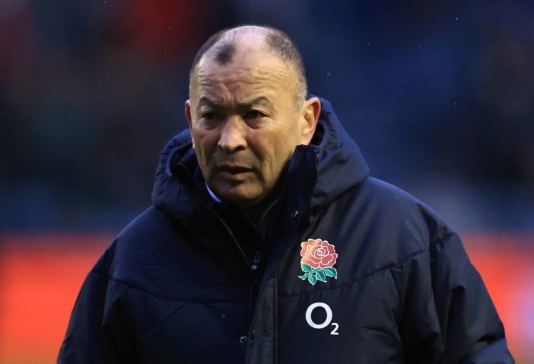 Eddie Jones, the England head coach looks on in the warm up during the Guinness Six Nations match between Scotland and England at BT Murrayfield Stadium on February 05, 2022 in Edinburgh, Scotland. (Photo by David Rogers/Getty Images)