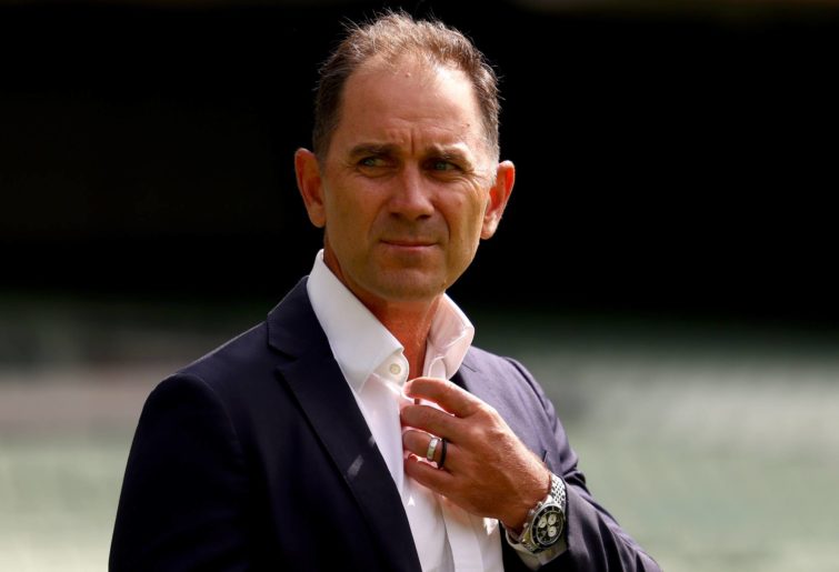  Former Australian cricketer Justin Langer pictured during an Australian Cricket Hall of Fame Presentation at Melbourne Cricket Ground on January 27, 2022 in Melbourne, Australia. (Photo by Jonathan DiMaggio/Getty Images for the Australian Cricketers' Association
