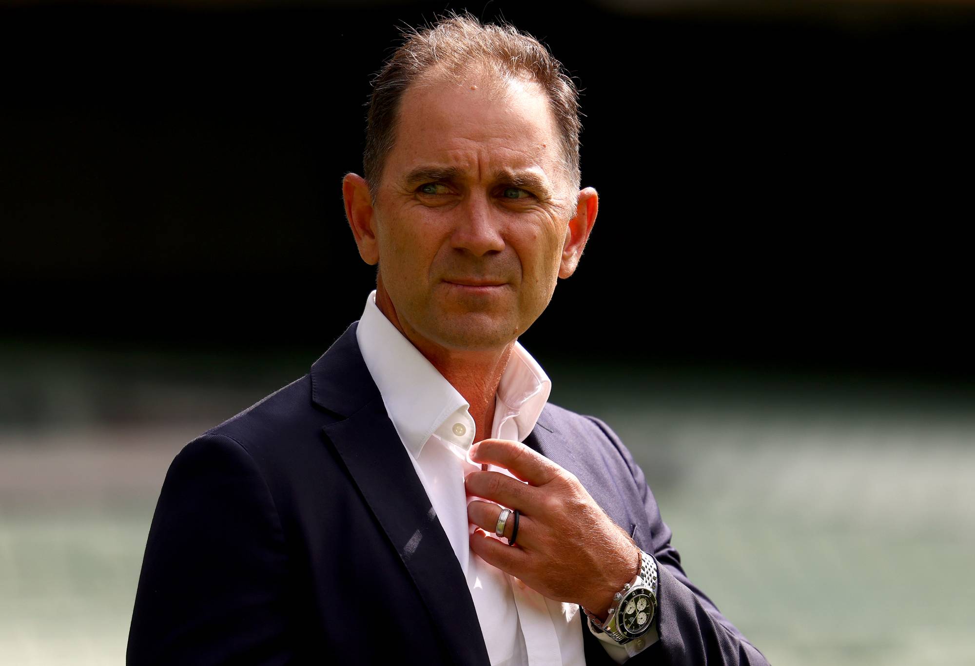 Former Australian cricketer Justin Langer pictured during an Australian Cricket Hall of Fame Presentation at Melbourne Cricket Ground on January 27, 2022 in Melbourne, Australia. (Photo by Jonathan DiMaggio/Getty Images for the Australian Cricketers' Association