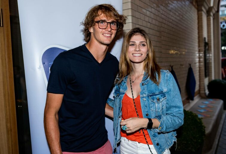 HAMBURG, GERMANY - JULY 23: Alexander Zverev and his girlfriend Olga Sharypova attend the Hamburg Open 2019 Players Party at Tortue on July 23, 2019 in Hamburg, Germany. (Photo by Alexander Scheuber/Getty Images for Hamburg Open)