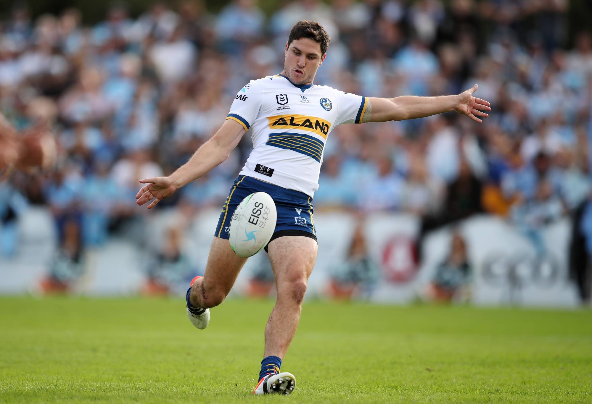 Mitchell Moses of the Eels kicks