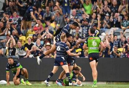 Taumalolo ignores 'outside noise' to lead Cowboys to big win over Raiders, but result marred by Mitch Dunn ACL
