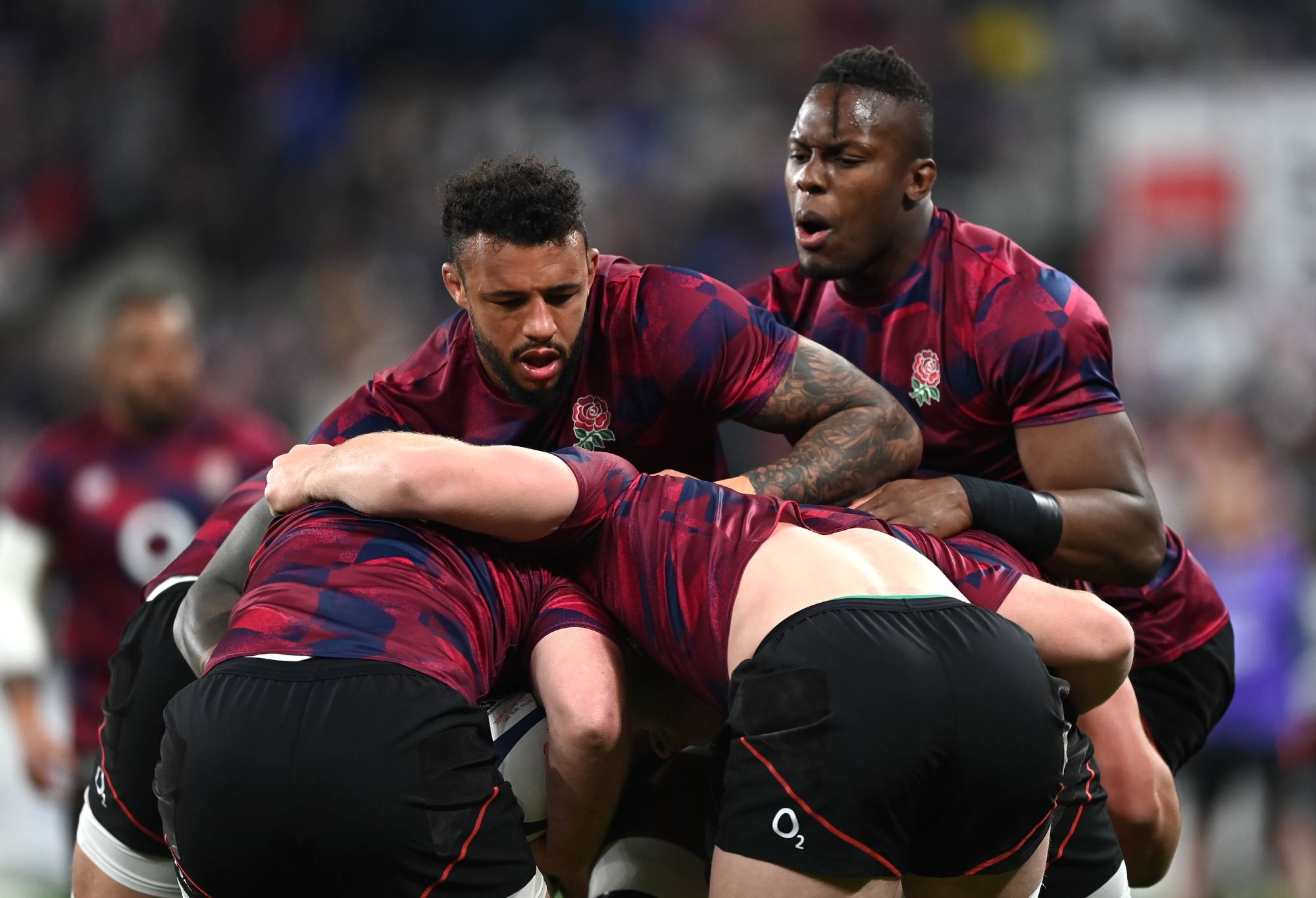 Courtney Lawes of England warms up prior to kick off of the Guinness Six Nations Rugby match between France and England at Stade de France on March 19, 2022 in Paris, France. (Photo by Shaun Botterill/Getty Images)