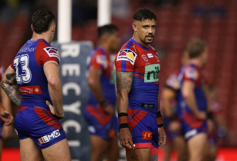 NEWCASTLE, AUSTRALIA - APRIL 07: Dane Gagai of the Knights looks on during the round five NRL match between the Newcastle Knights and the Manly Sea Eagles at McDonald Jones Stadium, on April 07, 2022, in Newcastle, Australia. (Photo by Cameron Spencer/Getty Images)