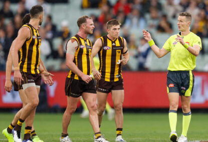 AFL Easter Monday Microscope: Umpire dissent, booing premiership heroes and another Cats-Hawks classic