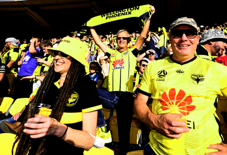Wellington Pheonix fans attend the club's homecoming game