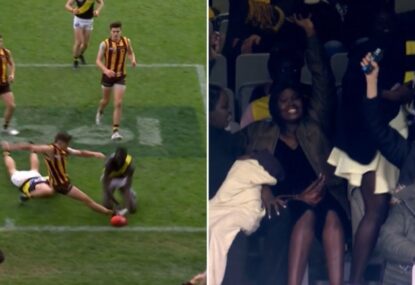 Richmond debutant's family delighted after he stops Hawks first-gamer's first goal