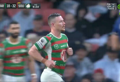 Damien Cook's professional foul leads to a late scare for the Rabbitohs