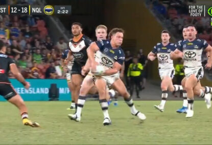 Reuben Cotter scores a brilliant runaway prop's try capped off with a filthy dummy