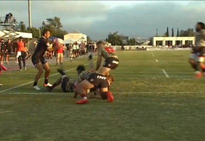 Former NRL player Will Chambers scores easiest try of his career, standing still