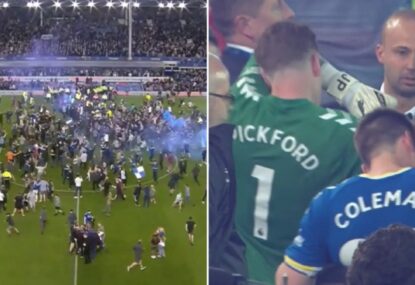 Absolute SCENES as Everton secure Premier League safety with stunning comeback from 2-0 down