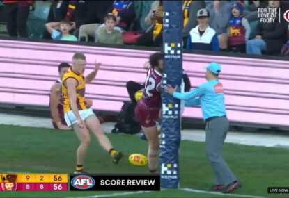 Commentators in stitches as big Lion goes full ruckman on the goal line