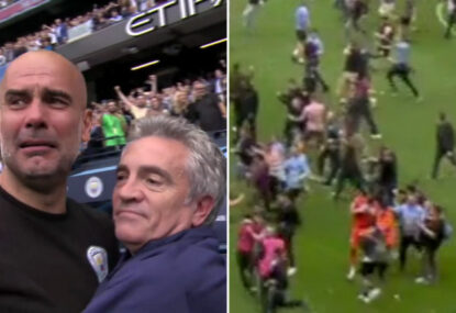 Pep Guardiola in tears and the opposition goalie attacked in crazy Man City celebrations