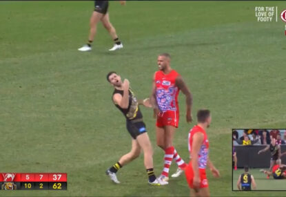 UPDATE: Buddy banned after landing one on Cotchin's chin