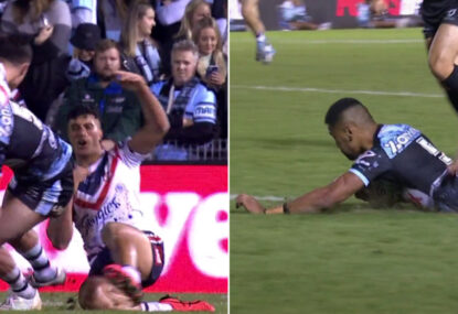 Sharks take full advantage of a dazed Joseph Suaalii for their opening try