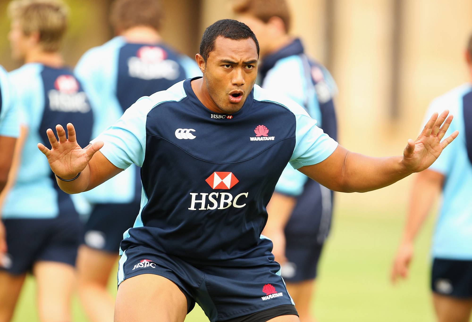 Sekope Kepu runs on the spot during a Waratahs Super 14 training session at Victoria Barracks on March 2, 2010 in Sydney, Australia. (Photo by Mark Kolbe/Getty Images)