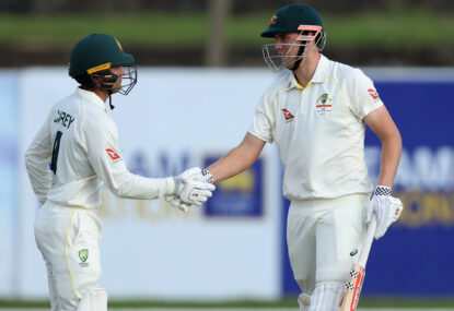 Rainstorm to start, Pat storm to finish as Green and Carey give Aussies upper hand
