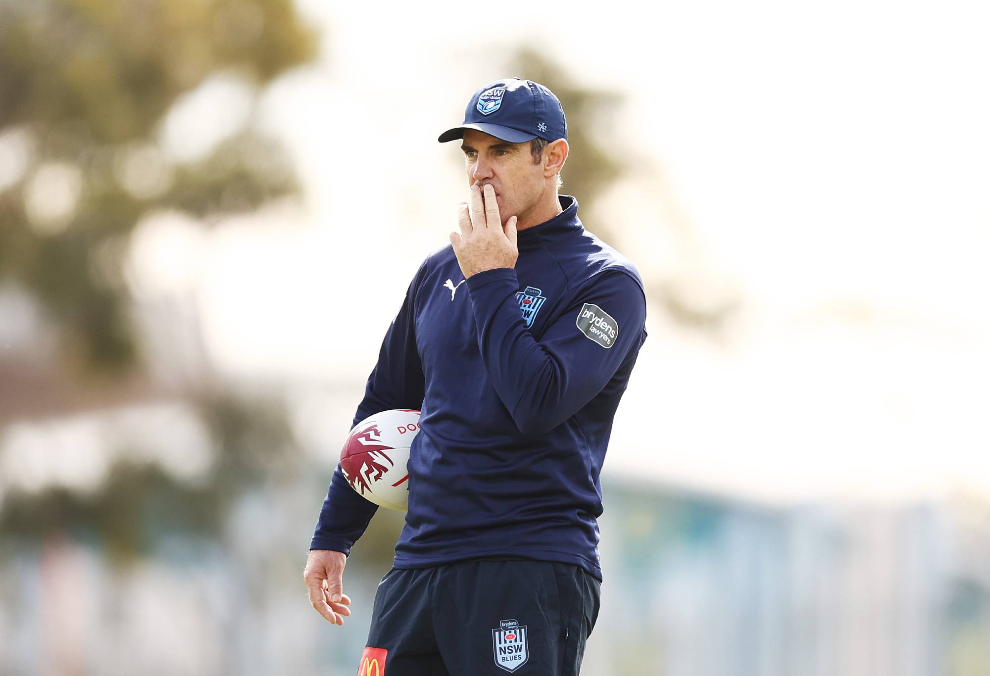 SYDNEY, AUSTRALIA - JUNE 02: Blues coach Brad Fittler looks on during a New South Wales Blues State of Origin squad training session at Ignite HQ Centre of Excellence on June 02, 2022 in Sydney, Australia. (Photo by Mark Metcalfe/Getty Images)