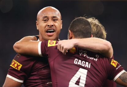 Who scored the first try in State of Origin Game 2?