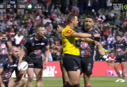 Cody Walker talks the ref into a controversial Dragons sin-binning call