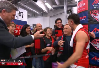 WATCH: Bombers debutant and his family provide 2022's most wholesome scenes