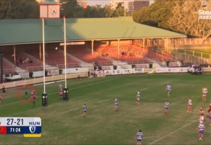WATCH: Unsuspecting Shute Shield ballkid cops the mother of all falcons